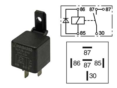 Kytkentärele 24V / 22A / 5-napainen /Diodilla